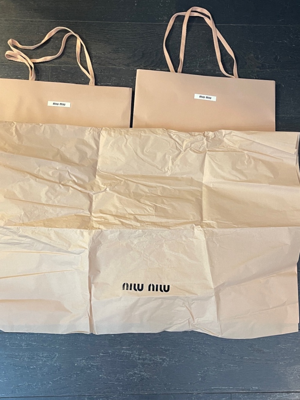 Lot of 4 Miu Miu pink empty shopping bags with ribbon cards and tag - Picture 4 of 11
